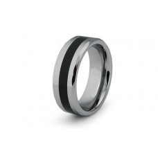 Tungsten Carbide Men's Wedding Ring Black Epoxy Inlay 8 mm